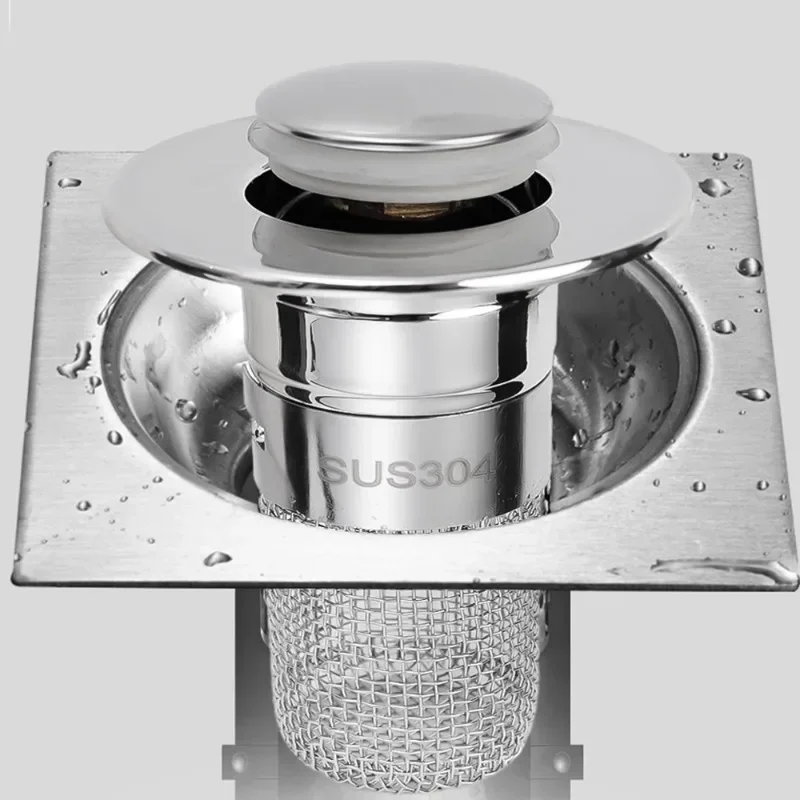 Stainless Steel Floor Drain Filter Home Kitchen Bathroom Anti-clog Filter Sink Drains Hair Catcher Waste Plug Pop-Up Bounce Core