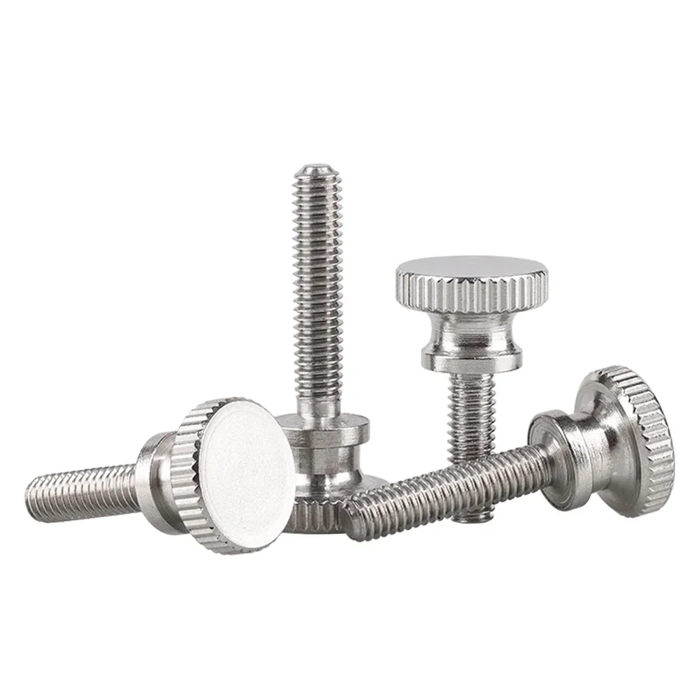 1 - 10pcs M2 M2.5 M3 M4 M5 M6 304 Stainless Steel High Step Thumb Bolt Hand Grip Knob Bolts Knurled Thumb Screws Length 3 - 35mm