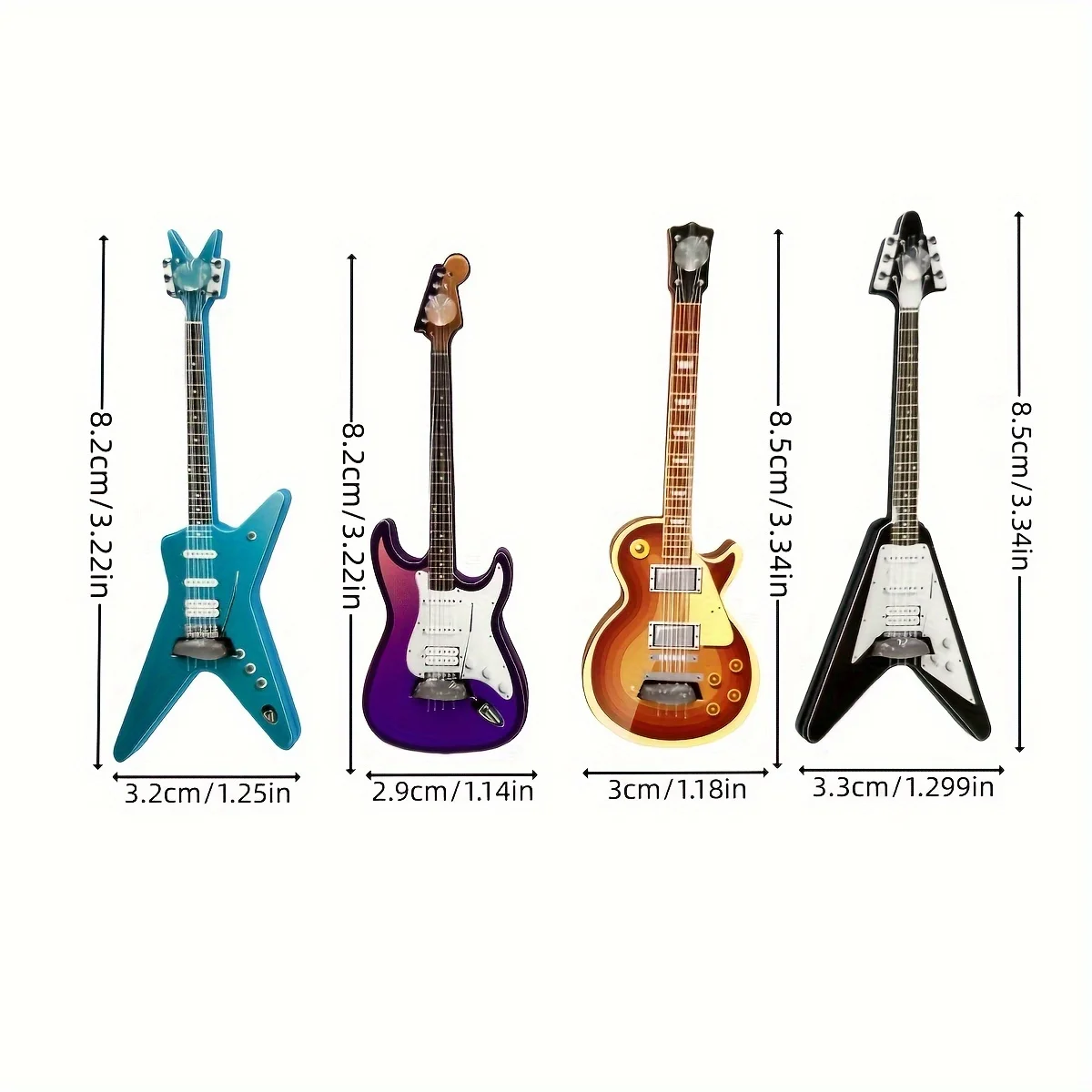 4 قطع من ملصقات ثلاجة الجيتار الكهربائي، ملصقات ثلاجة مزخرفة، مغناطيس مكتب لطيف، مغناطيس ديكور منزلي