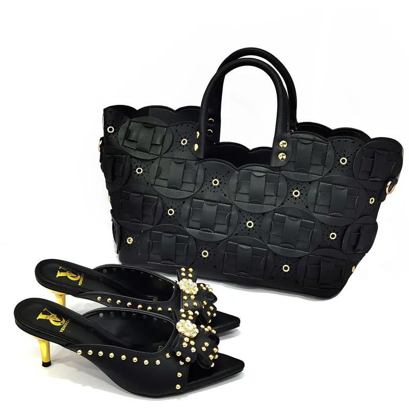 Italian Design Leopard Spots Pattern Shoes Women and Bag Matching Set Patent Leather For Party Fashion Comfortable Middle