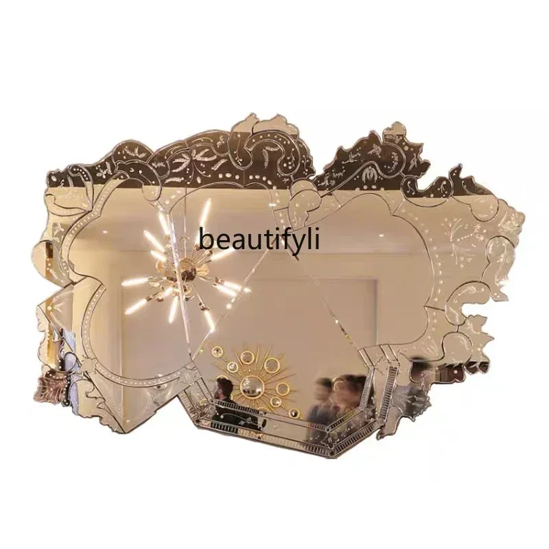 

smt14 new Carved mirror wall decoration special-shaped, vanity mirror vertical dressing, European full-body mirror ss 14