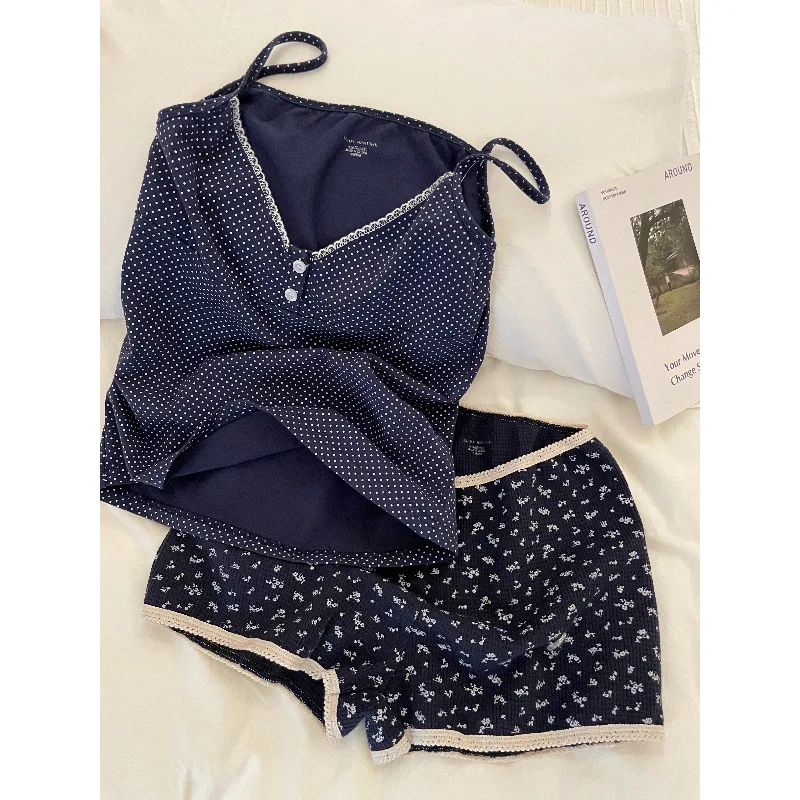 Sweet Women's Pajamas Set for Summer 2025: New Pure Desire Suspender Shorts Loungewear Perfect for Indoor Outdoor Wear 3XL Size