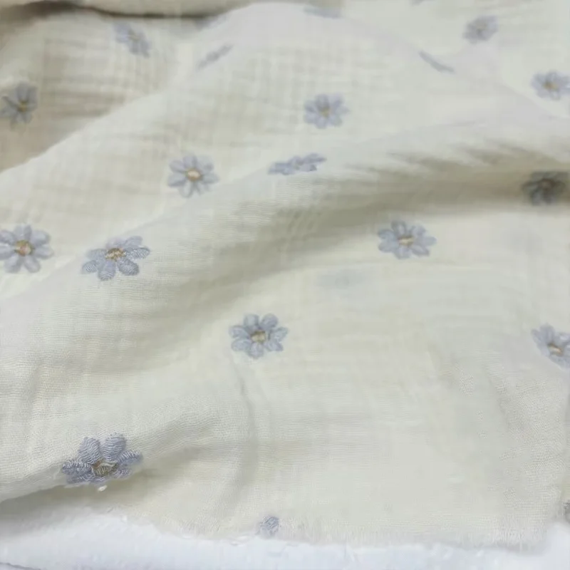 

Embroidery Double-layer Cotton Yarn Fabric Small Flower Skirt Pillowcase Clothes DIY Fabric