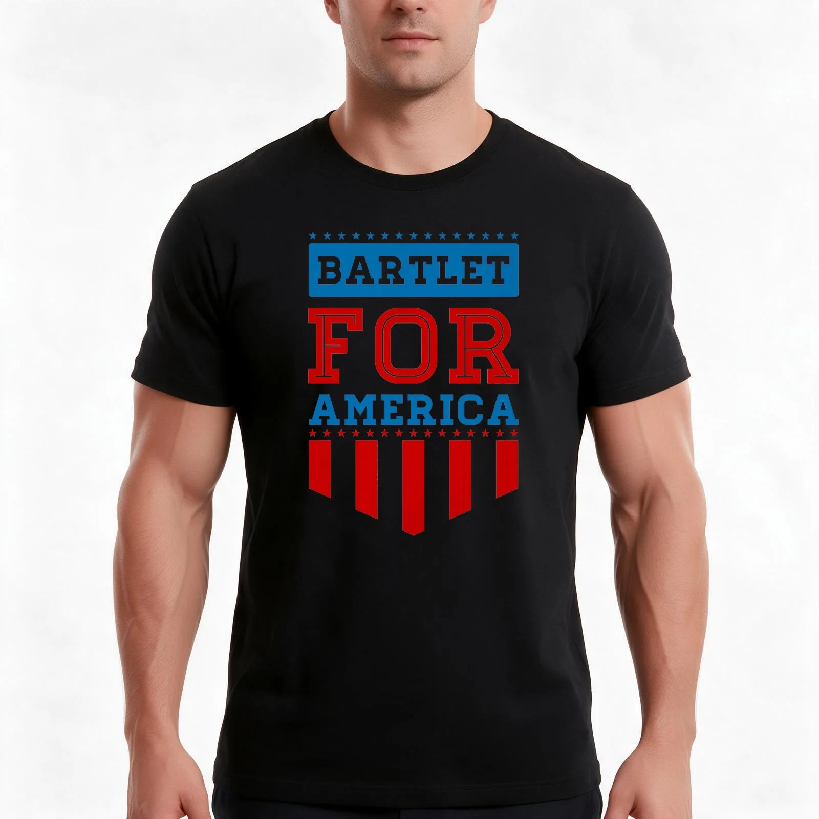bartlet for america T-Shirt, Summer Casual Cotton Tee, Oversized Streetwear Tops, Vintage Graphic Print, Loose Fit Short Sleeve