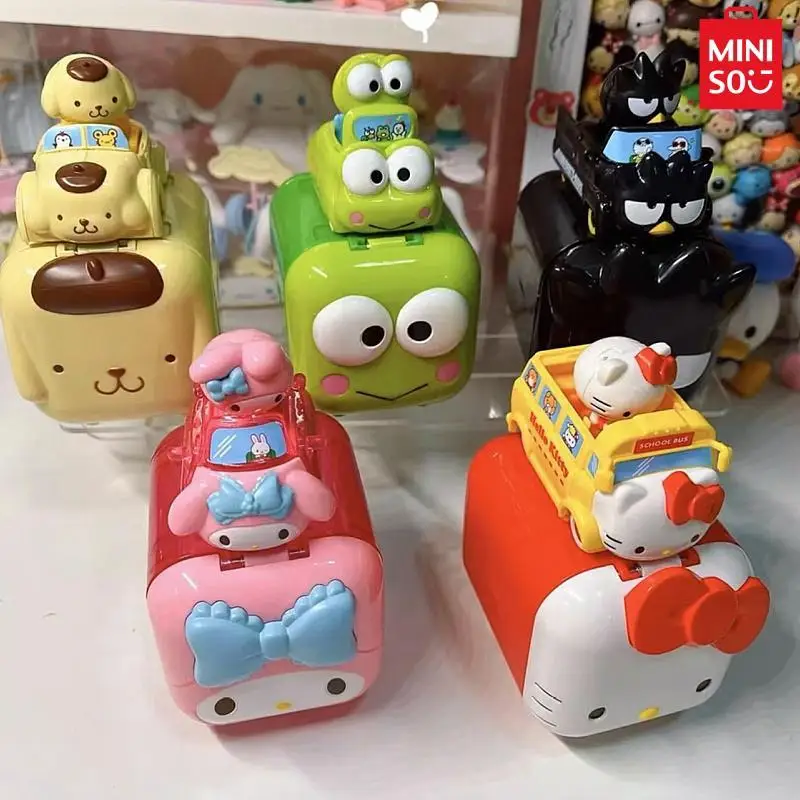 

Смешные автомобили семейная серия Miniso глухая коробка Kuromi Pompompurin Hello Kitty Keroppi Badbadtz Maru экшн-Фигурки игрушки куклы подарок