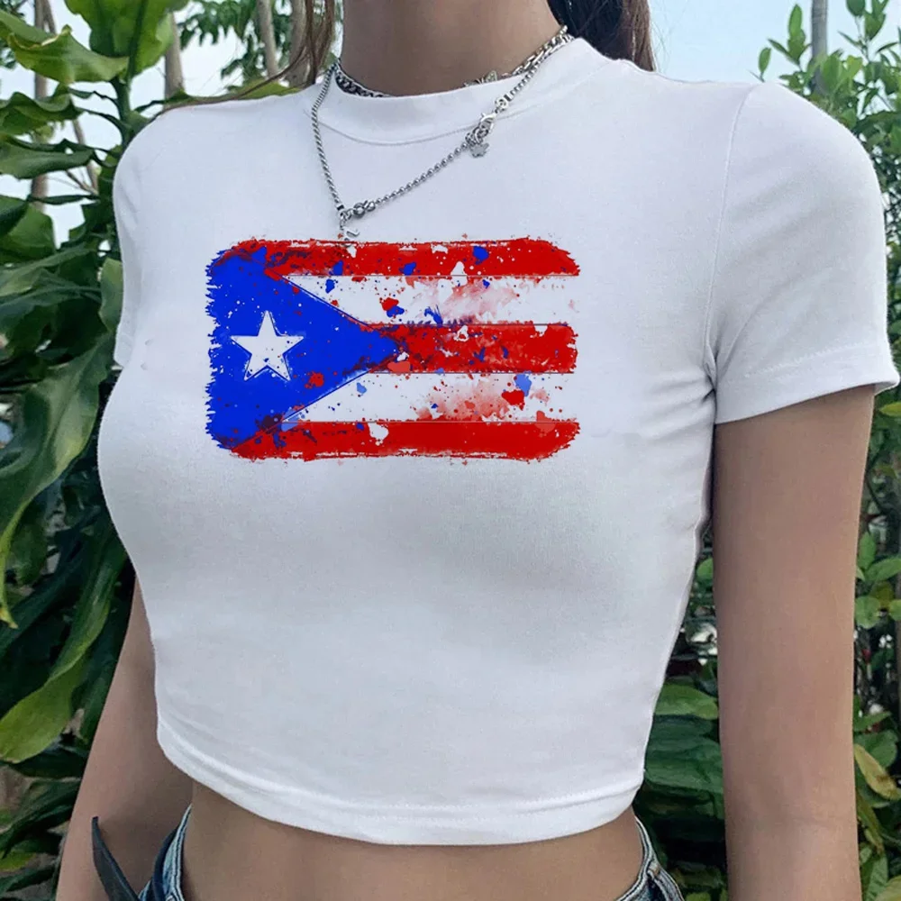 Puerto Rican T-Shirt Y2k 2000s Crop Top Cute Fashion Street Style Korean Harajuku   Anime Funny T-Shirt Girl Anime Manga Clothes