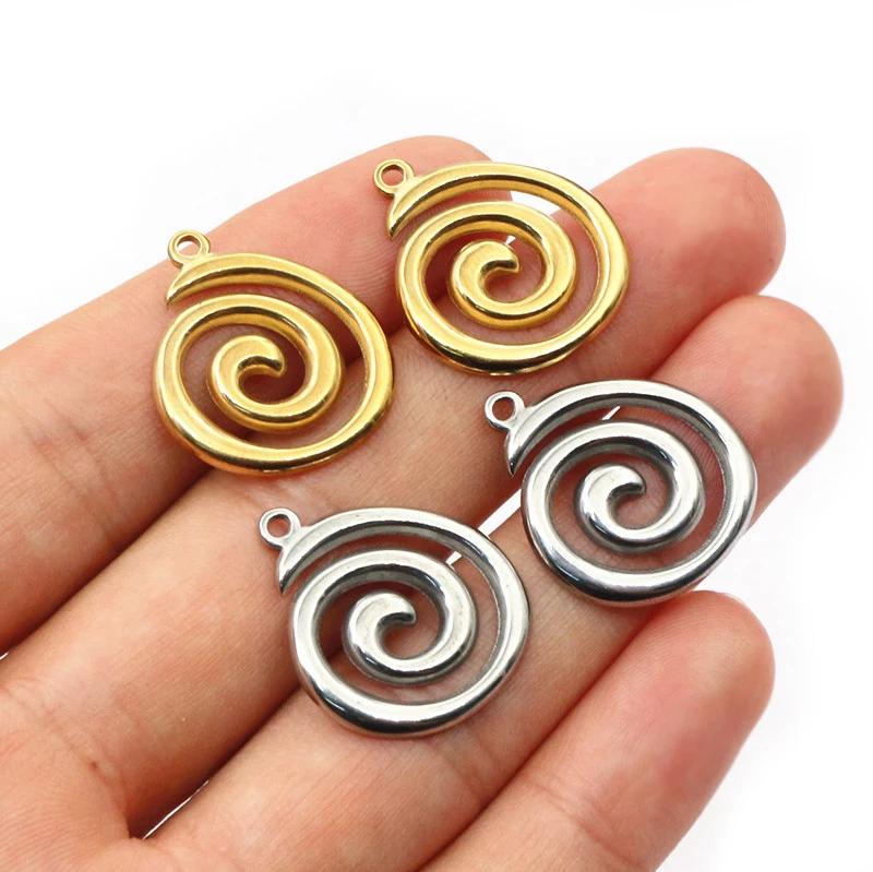 6pcs 23x20mm Stainless Steel Crafts Swirl Pendant Charms DIY Jewelry Making Accessories Findings for Necklace Earrings Bracelet