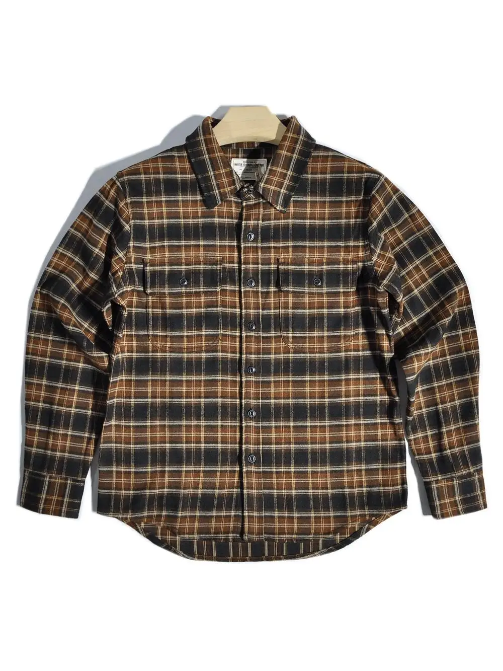 

Retro American Sle Men's Long Sve irt Casual Loose Fit Plaid Stripe Brued Fabric Youthful Autumn Faion