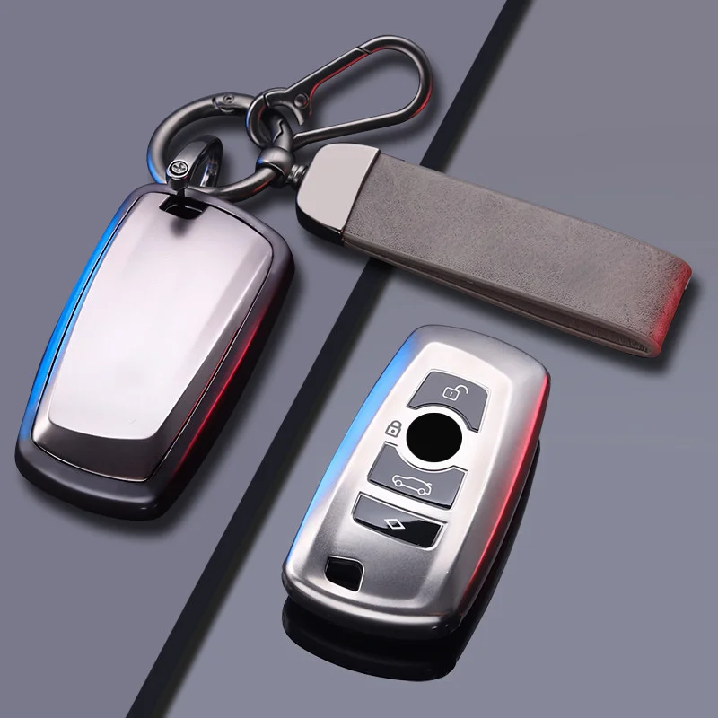 Metallisch Graue TPU-Schlüsselhülle für BMW 1 2 3 4 5 6 7 Serie M3 M4 M5 X1 X3 X5 F36 F25 F26 F30 F34 F10 F07 F20 F16 Fernbedienung Autoschlüssel