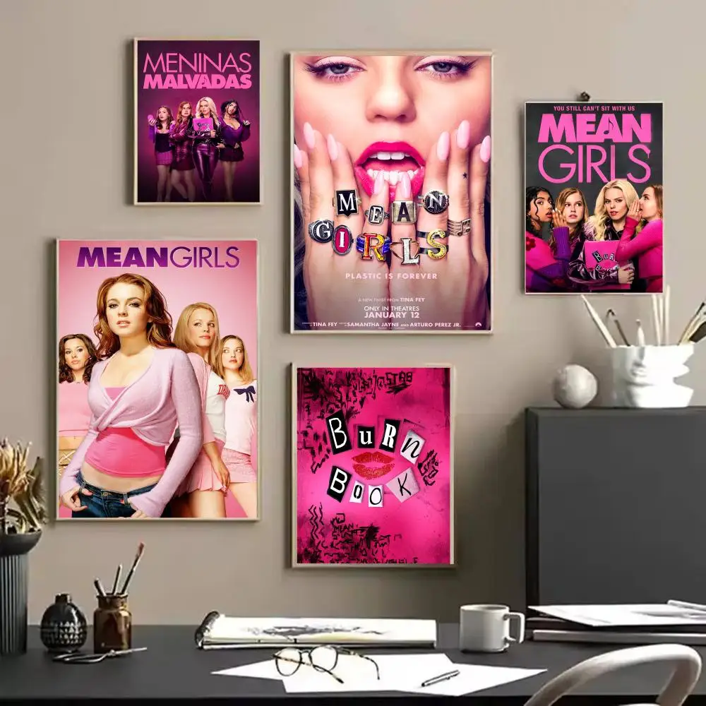 البوب فيلم M_Mean G_Girls اللوحة الخط الكتان قماش المشارك جدار الفن يطبع لغرفة المعيشة غرفة نوم مكتب ديكور المنزل #2