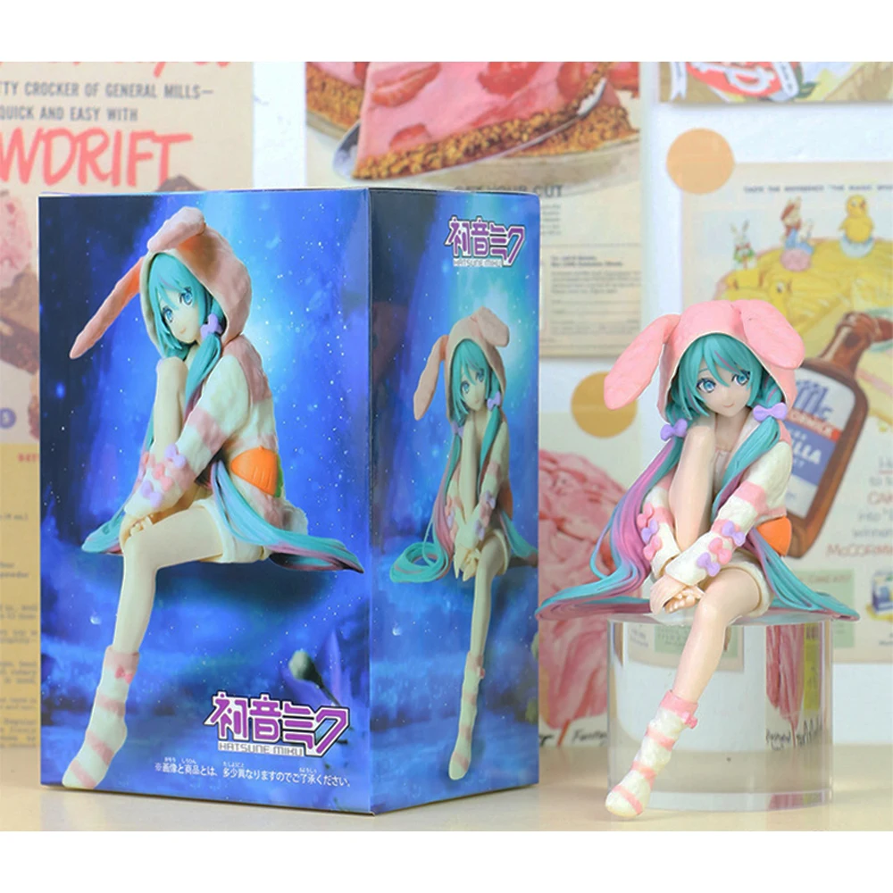 Boxed Nieuwe Anime Hatsune Miku PVC Model Speelgoed Konijn oor nachtkleding Mooi Meisje Kawaii Figuren Pop ornament Geschenken