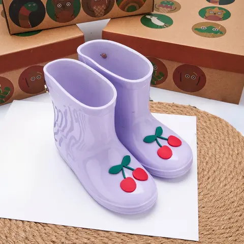새로운 도착 브라질 브랜드 뜨거운 판매 어린이 캔디 부드러운 단독 장화 최고 품질 체리 안티-슬립 방수 장화