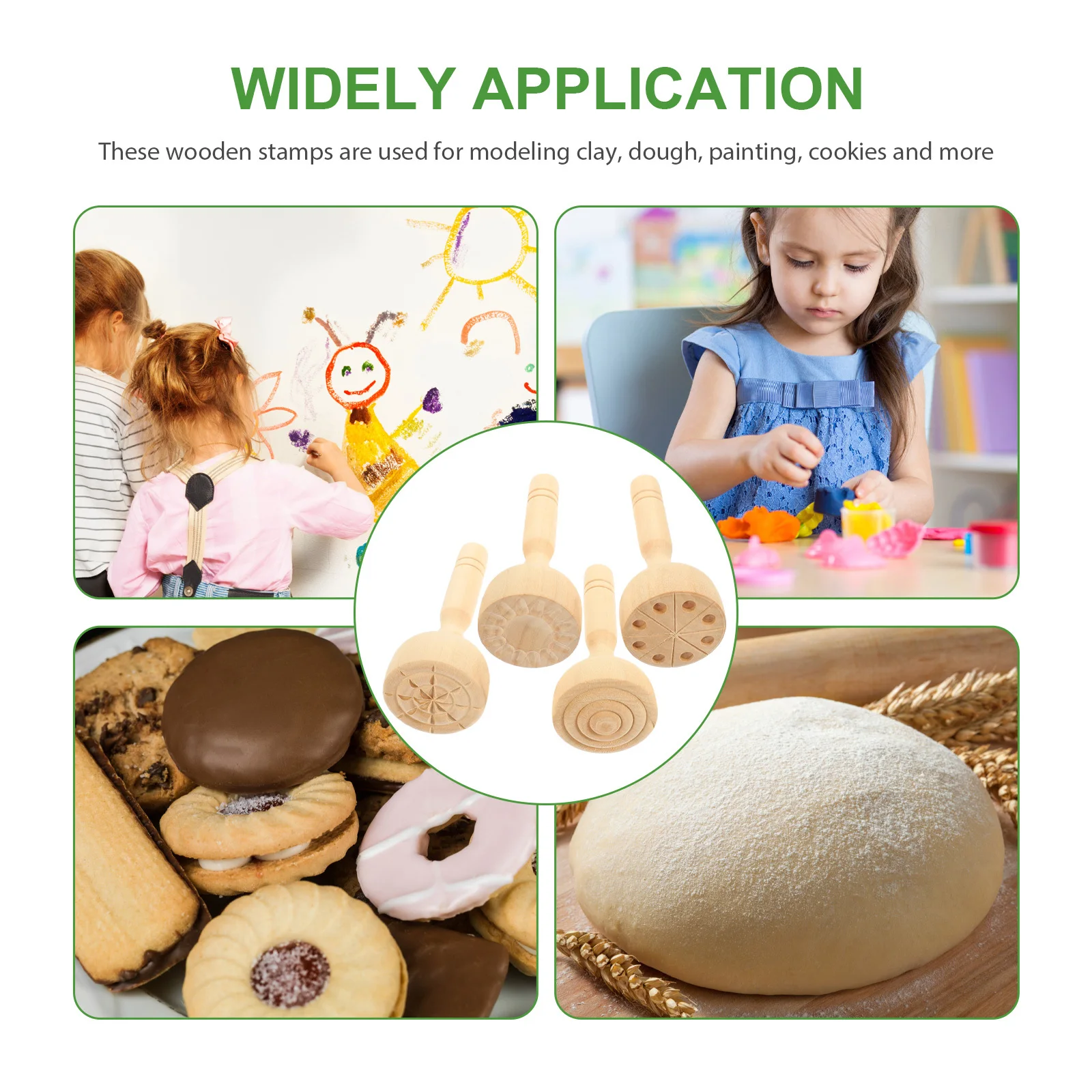 4 قطعة قوالب خشبية للأطفال أدوات الطين العملية المحمولة للحرف اليدوية والتصاميم الإبداعية قوالب الطين أدوات الحرف اليدوية ذاتية الصنع #3