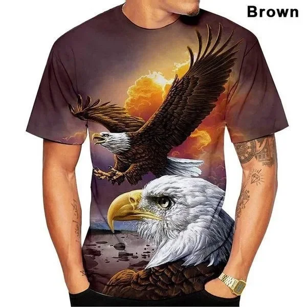 

New Eagle 3D T-shirt Printed T Shirt U.S. National Bird Graphic T-shirt Men Fashion Street Short-sleeved Hip-hop Casual Tops