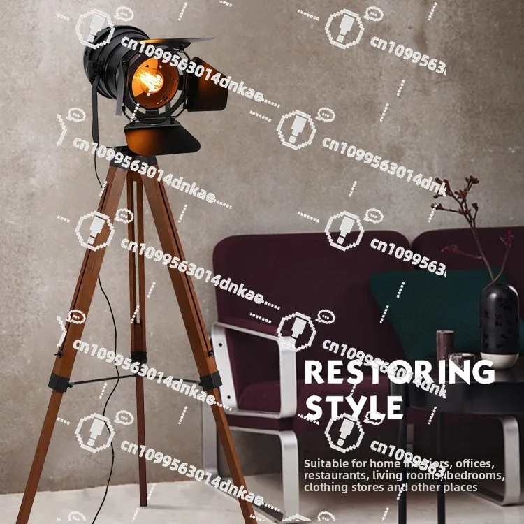 Cross-border Exploration Retro Industrial Wind Solid Wood Led Remote Control Creative Lamps Living Room Advanced Floor Lamp