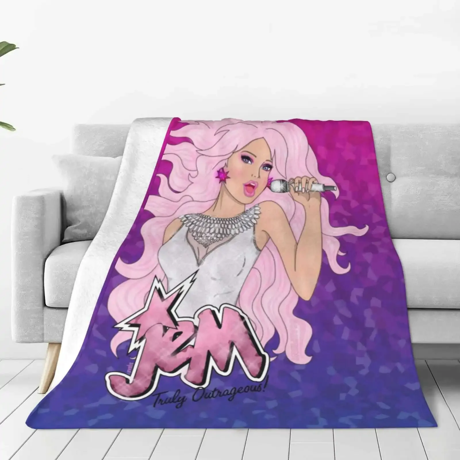 Diamond Jem Blanket Soft Warm Travel Portable Blanket Jem And The Holograms Glitter Music 80S Cartoon Girl Band Diamonds Singer