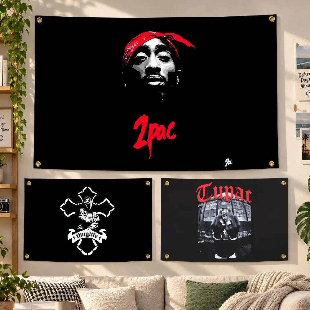 Rapper 2Pac Hip Hop Flags Personalized Banner Flag Room Dorm Camping Picnic Garage Bar Outdoor Wall Decor