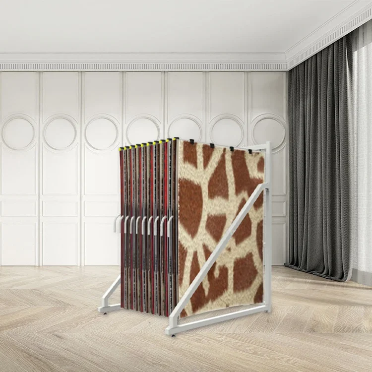 Heavy du Modern Metal Frame Carpet Showroom Rug Display Stand Rack with 10 Hanging Bars