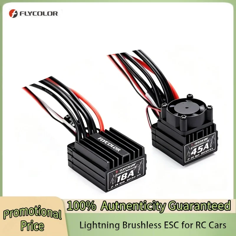 

Flycolor Lightning 18A 25A 35A 45A Water-Proof Car ESC 2-3S for RC 1/10 1/16 1/18 Cars Brushless Electroinic Speed Controller