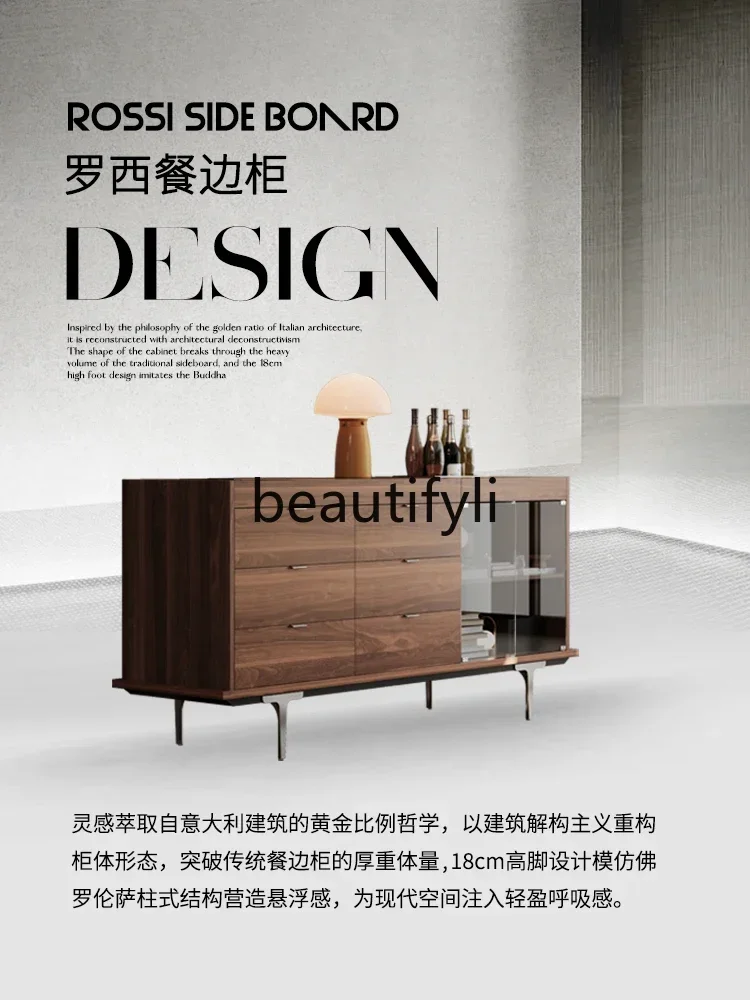 

Side cabinet Italian minimalist wine cabinet living room storage modern light luxury wall integrated locker0420