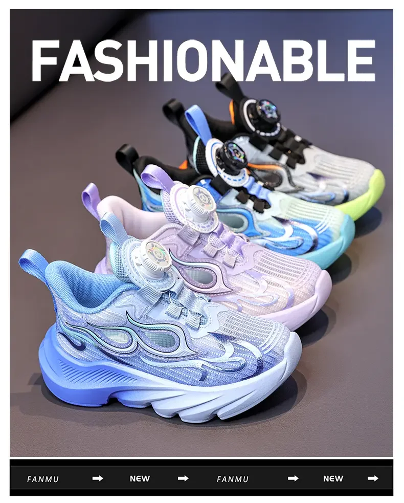 

Quick Wear Children Sneakers Adjustable Magic Strap Breathable Mesh Non Slip Sole Comfort Sports Footwear for Kids
