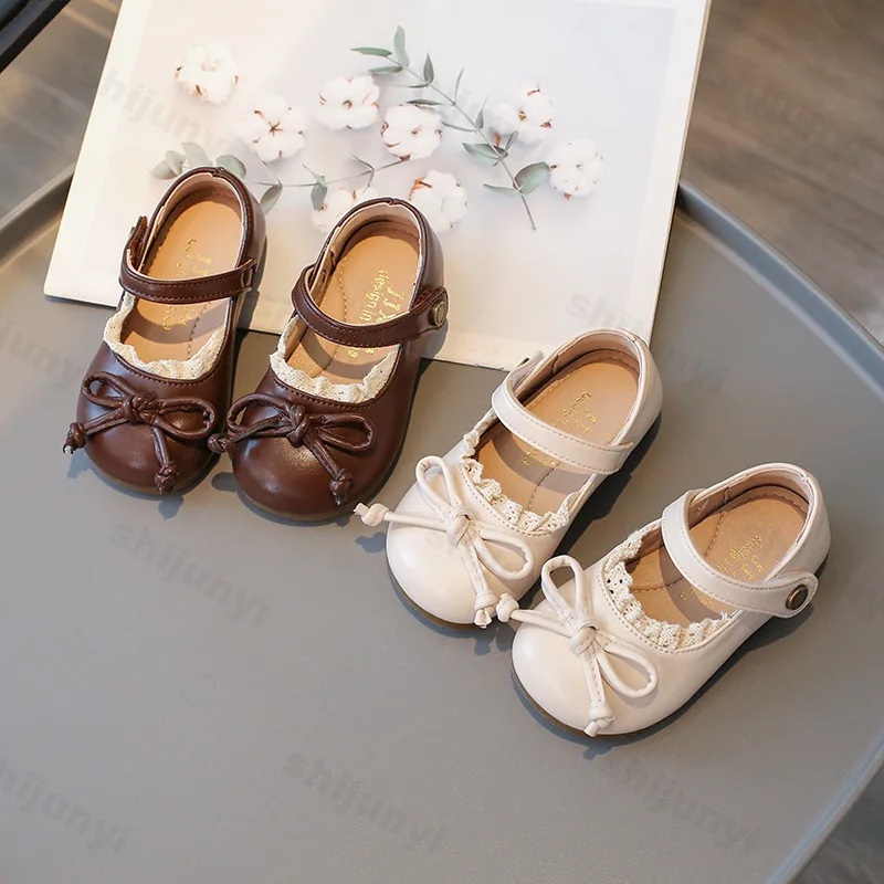 

Children's Leather Shoes for Baby Soft Soled Leather Shoes Girls' Spring Soft Sole Bows Anti Slip Fashion Princess Single Shoes
