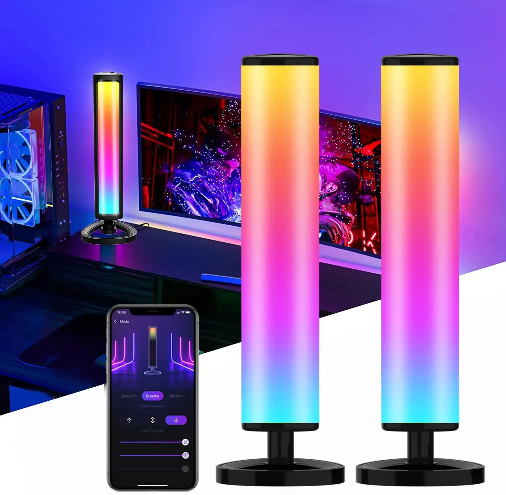 Led Strip Lights Bar RGB Light Bar Smart Ambient Light Bluetooth APP Control Wall Lights Rhythm Lights Gaming TV Room Decoratio