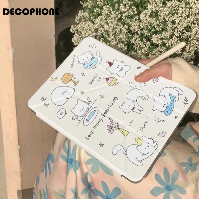 Cute Cat For iPad Pro 11 M2 M3 M4 M5 A16 2025 Air4 5 6 7 12.9/13/9.7/10.2/10.5/9.7in 5th Cover