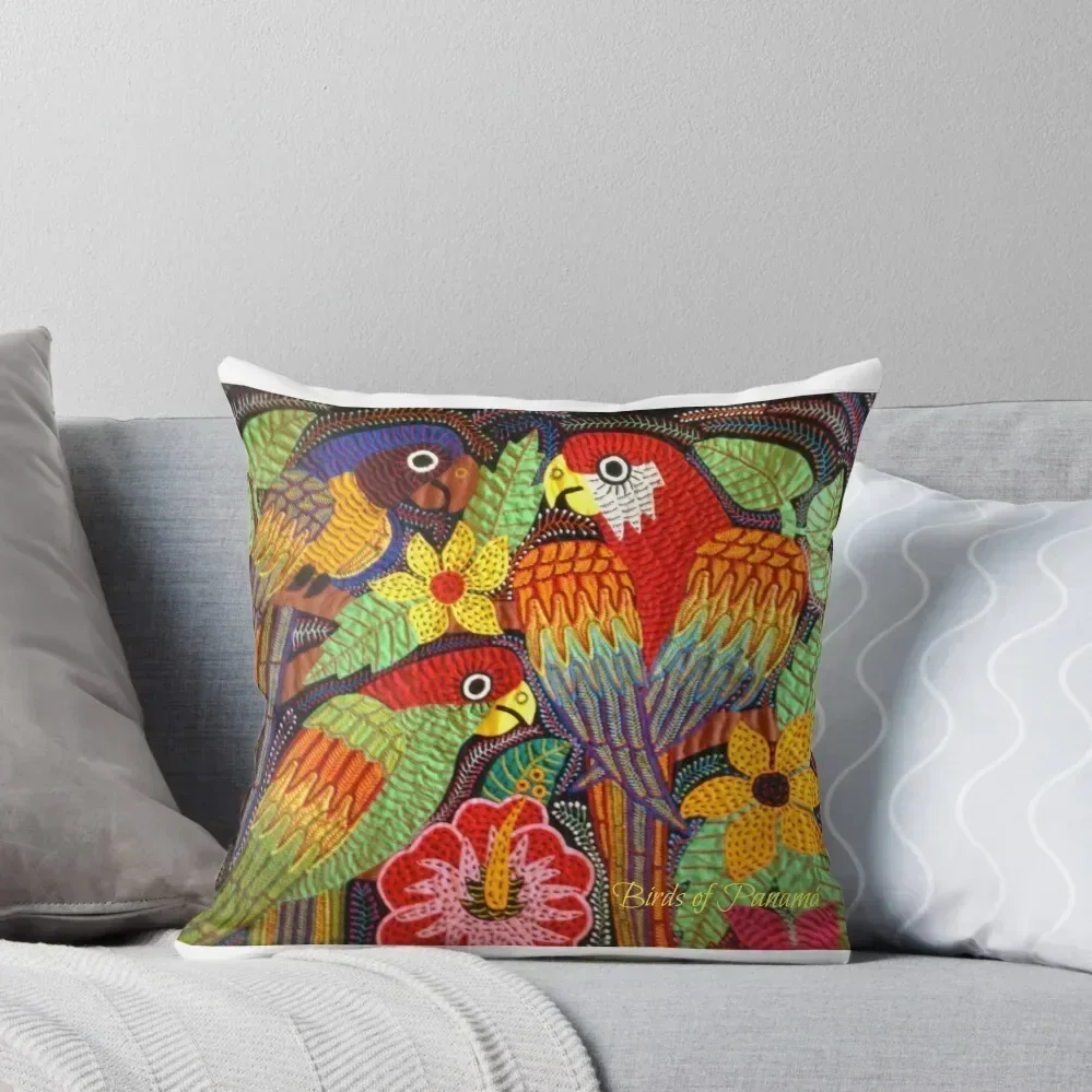 

Birds of Panama Throw Pillow Embroidered Cushion Cover Pillow Decor luxury decor Decorative Sofa Cushion pillow