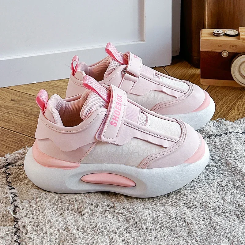 Kids Casual Sneakers, Adjustable Hook and Loop Strap, Thick Cushioned Sole, Lightweight Shoes for Daily Outdoor Play
