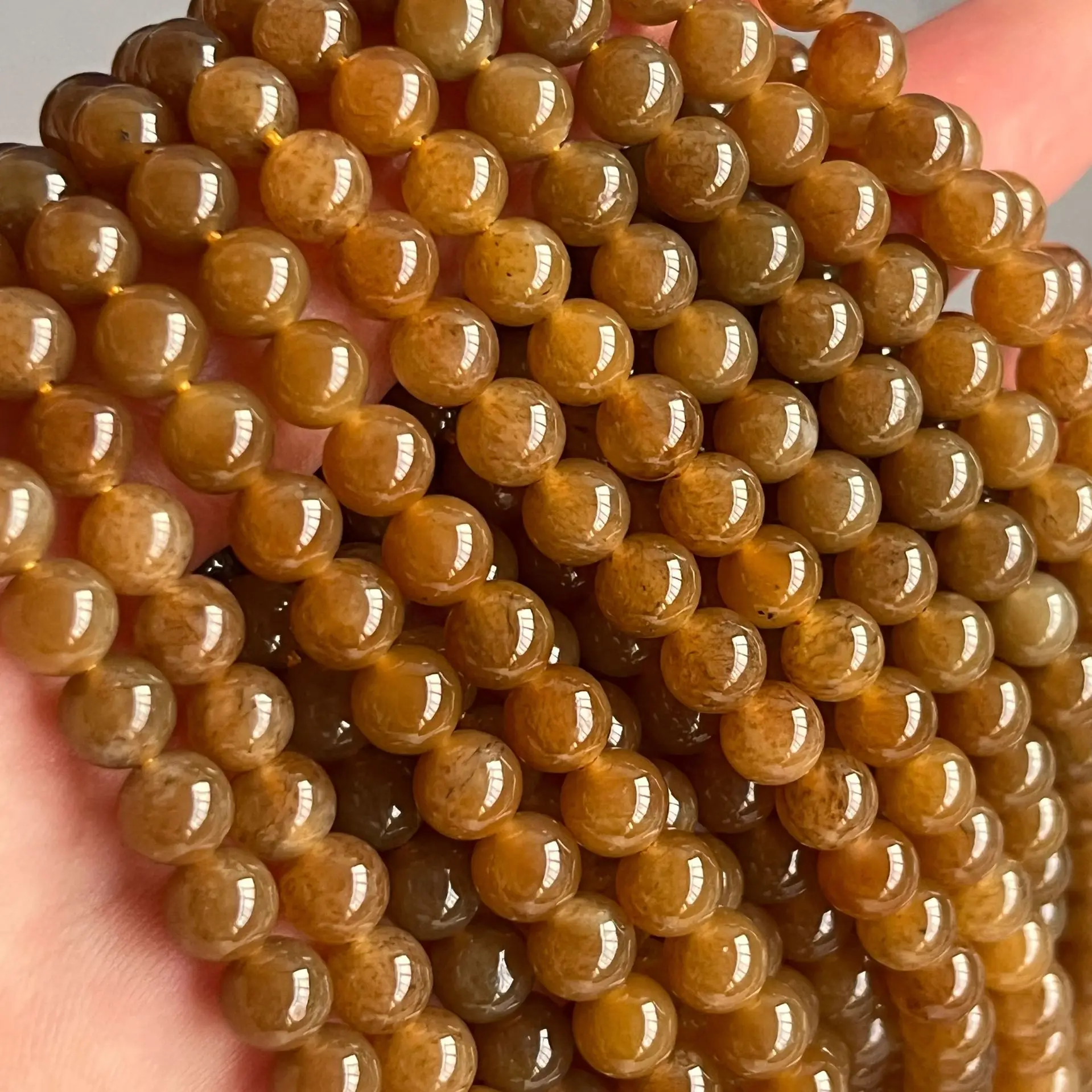 

Genuine Chinese Hetian Jades Yellow Nephrite Beads For Jewelry Making Diy Bracelet Beaded Necklace Jade Round Bead Accessories