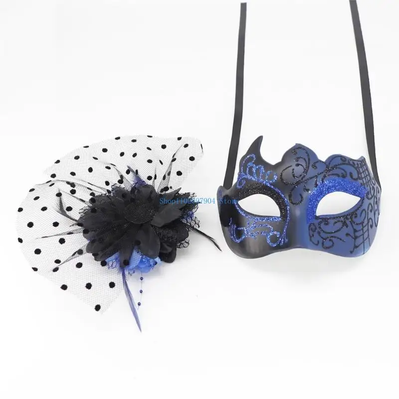 

N7YF Feathered Flower Masquerade Mask Halloween Party Eye Mask with Flower Decoration For Women Halloween Costume Accessory