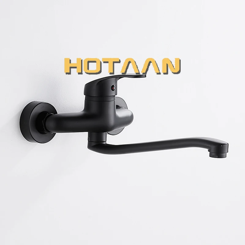 Black Brass Chrome Taps For Kitchen Sink Kitchen Tap Dual Hole Wall Kitchen Mixer Kitchen Faucet torneira cozinha YT6033