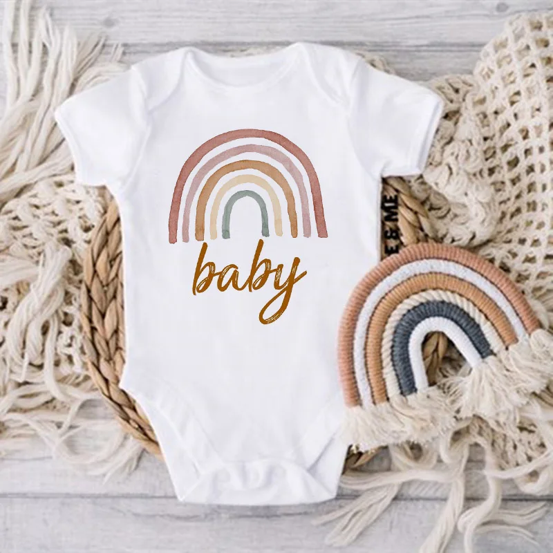 Rainbow Baby Print Newborn Clothes Baby Summer Rompers Infant Body Short Sleeve Baby Toddler Jumpsuit Baby Boy Girl Shower Gifts