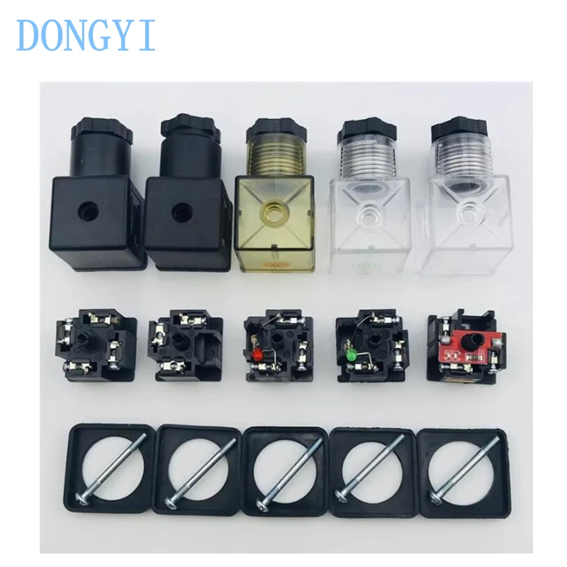 Solenoid Valve Plug Connector Junction Box Three-core Four-core Black Transparent Dark Brown DIN43650A