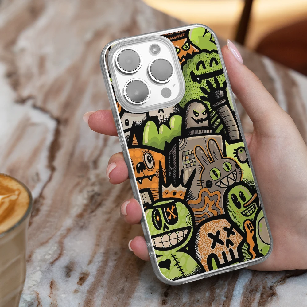 Cartoon Hip-hop Phone Case for IPhone 16 13 14 15 Pro Max 14 15 Plus Funky Style Phone Case for IPhone 12 13 Mini X XR XS Max