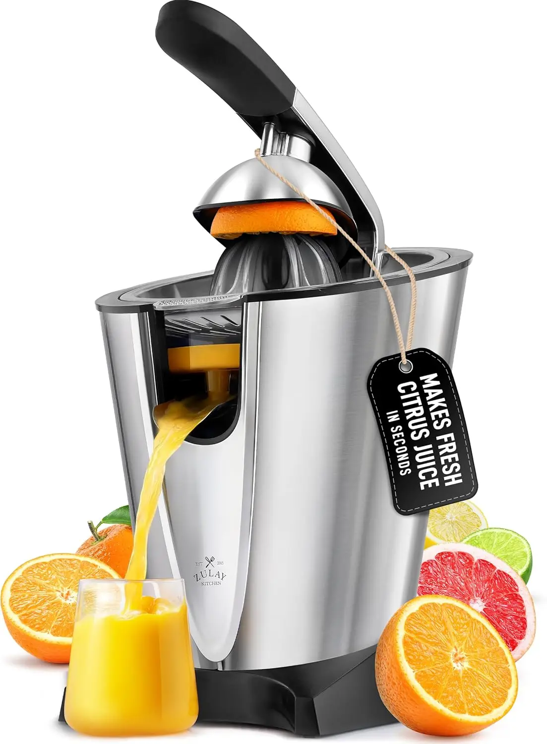 

Electric Citrus Juicer - Fresh Orange, Lemon, Grapefruit Juice - Stainless Steel, 160W Quiet Motor, Dishwasher Safe
