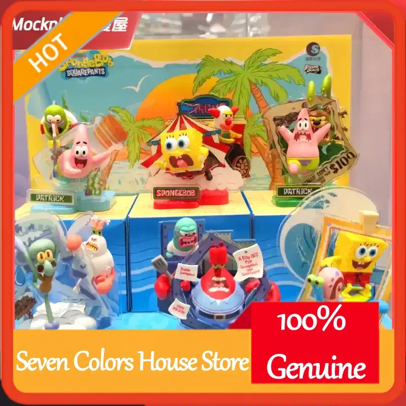 Kkv Spongebob Travel Moment Series Blind Box Sammlerstück Kreatives Lustiges Spielzeug Heim-Desktop-Ornament Dekoration Geschenk für Freunde