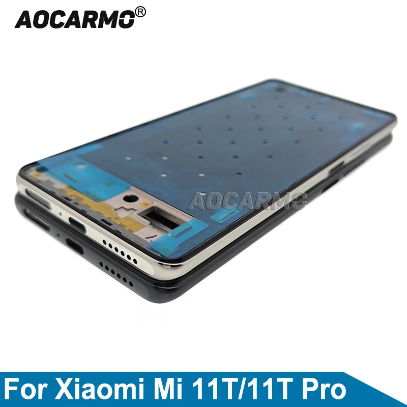 Aocarmo For Xiaomi 11T Mi 11T Pro Middle Frame With Side Keys Bottons Replacement Parts