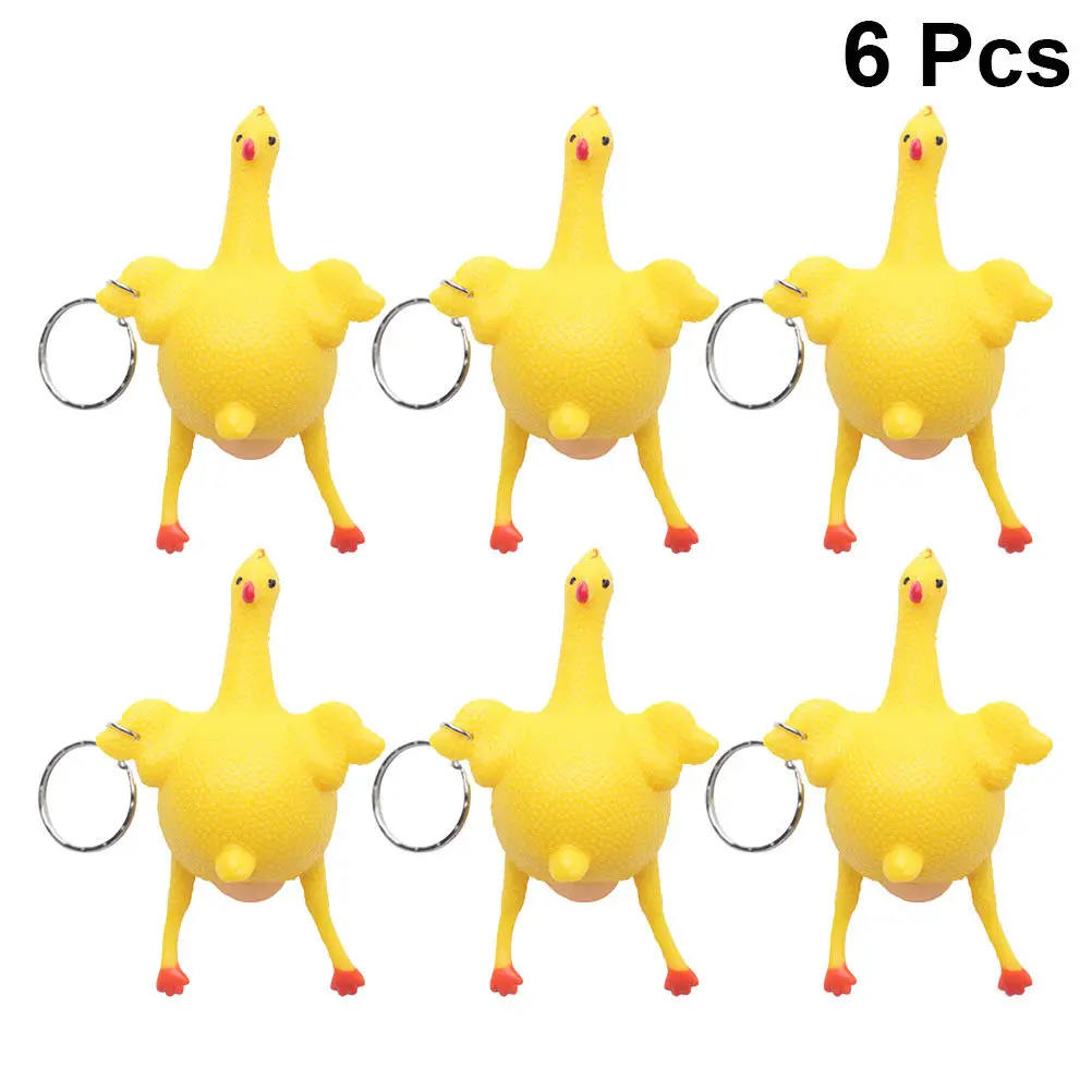 

6Pcs Yellow Chicken Keychains Cute Funny Key Holder Bag Backpack Keychain Pendant Exquisite Key Decoration Small Gift Idea