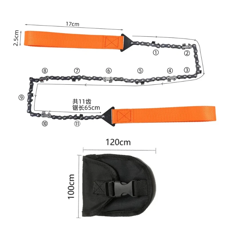 11-Teeth Outdoor Portable Hand-Drawn Wire Saw - Ideal for Field, Mountaineering, Lifesaving - Multifunctional Saw Chain