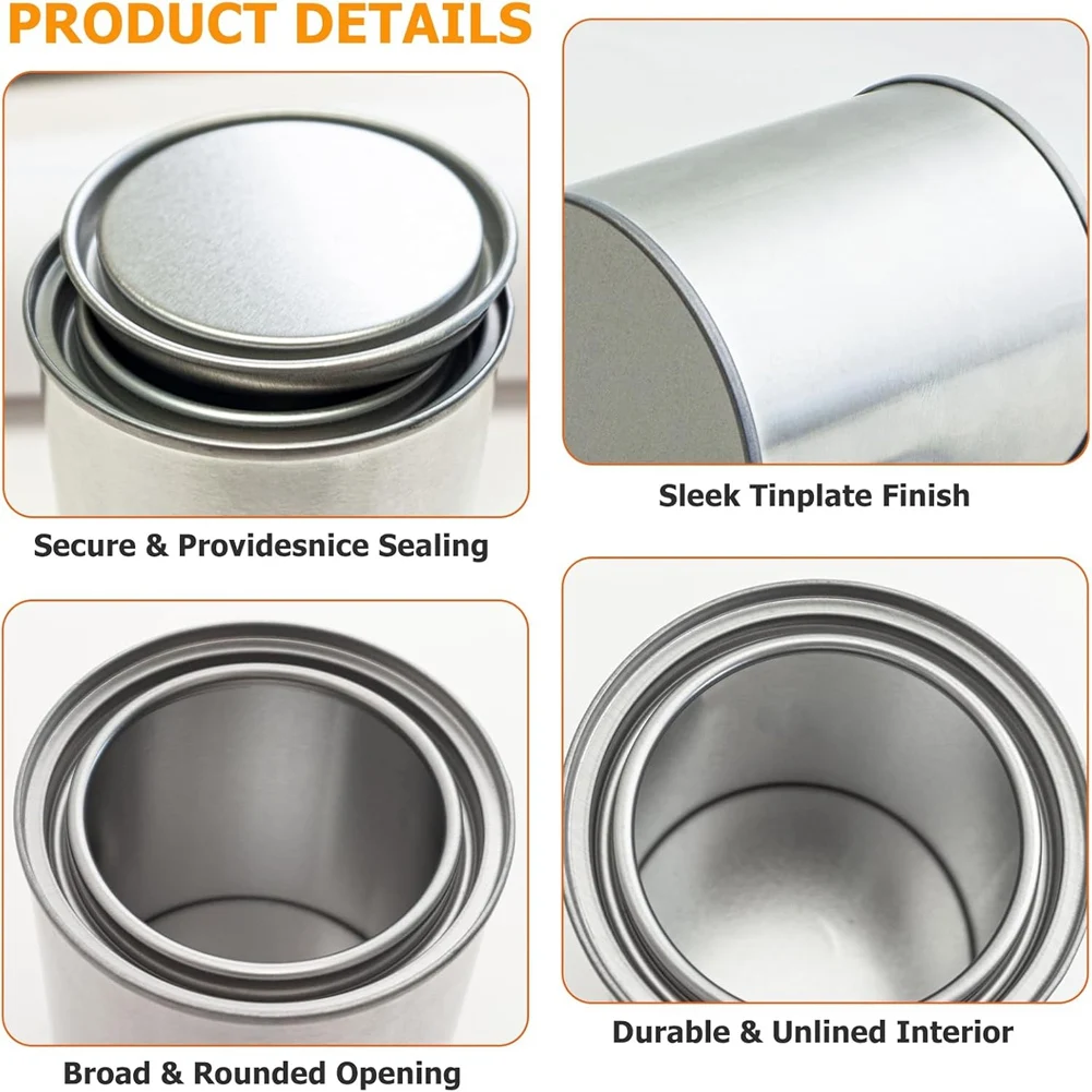 AA94-12 Pack Empty Paint Cans With Lids 0.4 Quart Tin Unlined Paint Bucket, Unlined Paint Bucket For Crafts DIY Projects