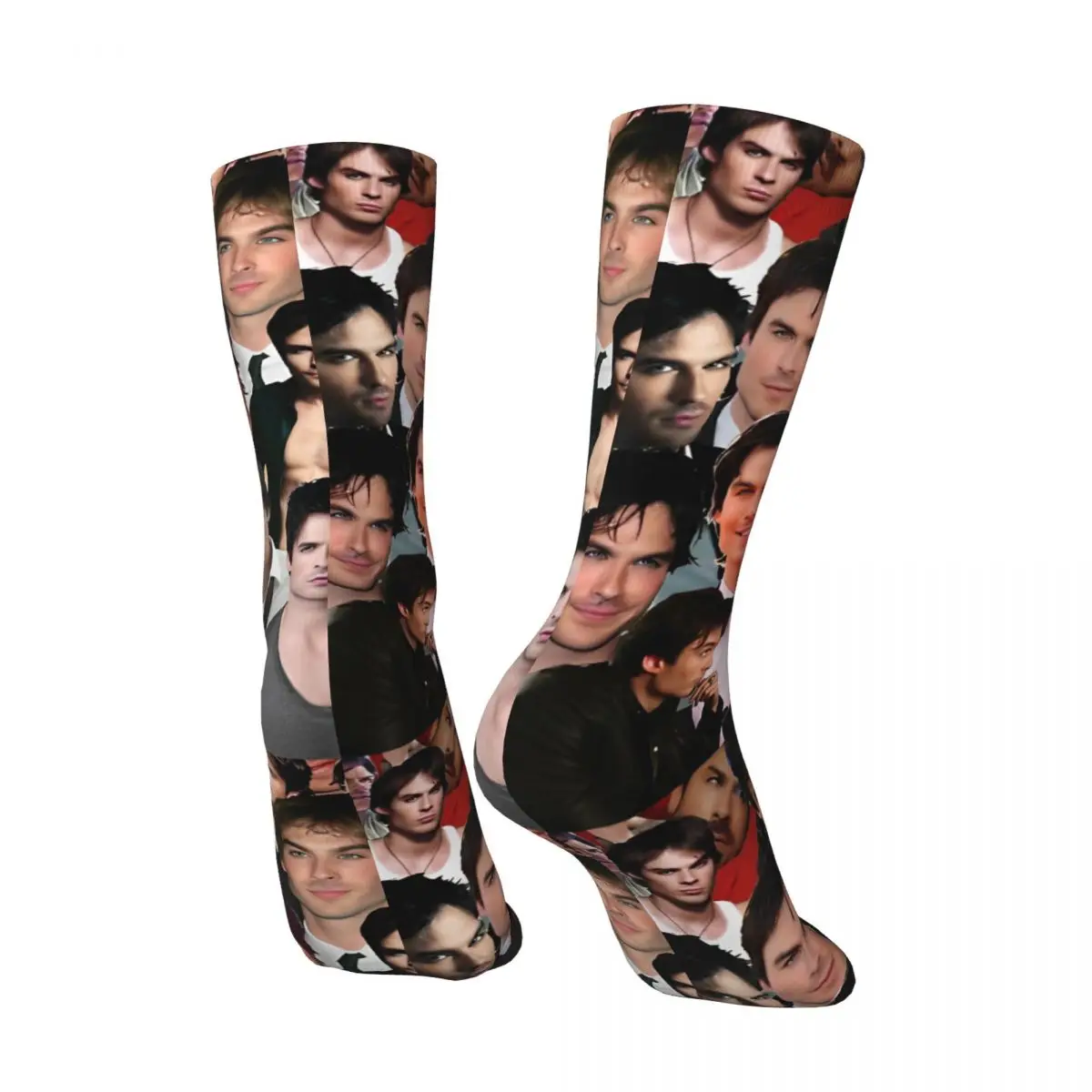 Ian Somerhalder Socks Autumn photo collage Stockings Korean Couple High Quality Socks Design Outdoor Anti Bacterial Socks