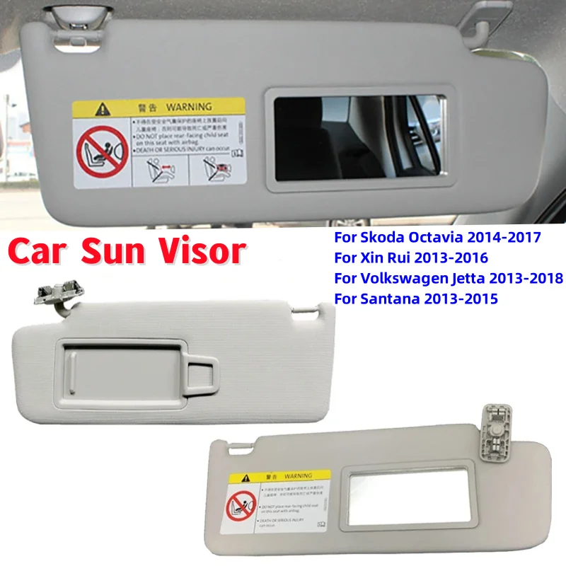 1/2 visera de coche con espejo de maquillaje para Skoda Octavia para Skoda Octavia/Para Xinrui/Para Volkswagen Jetta/Para Santana 2013-2018