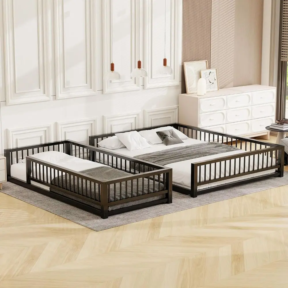 Durable Metal Twin XL Over Queen Bunk Bed with Safety Rails and Ladder, Ideal for Kids, Teens, and Adults, No Box Spring Needed, view 4