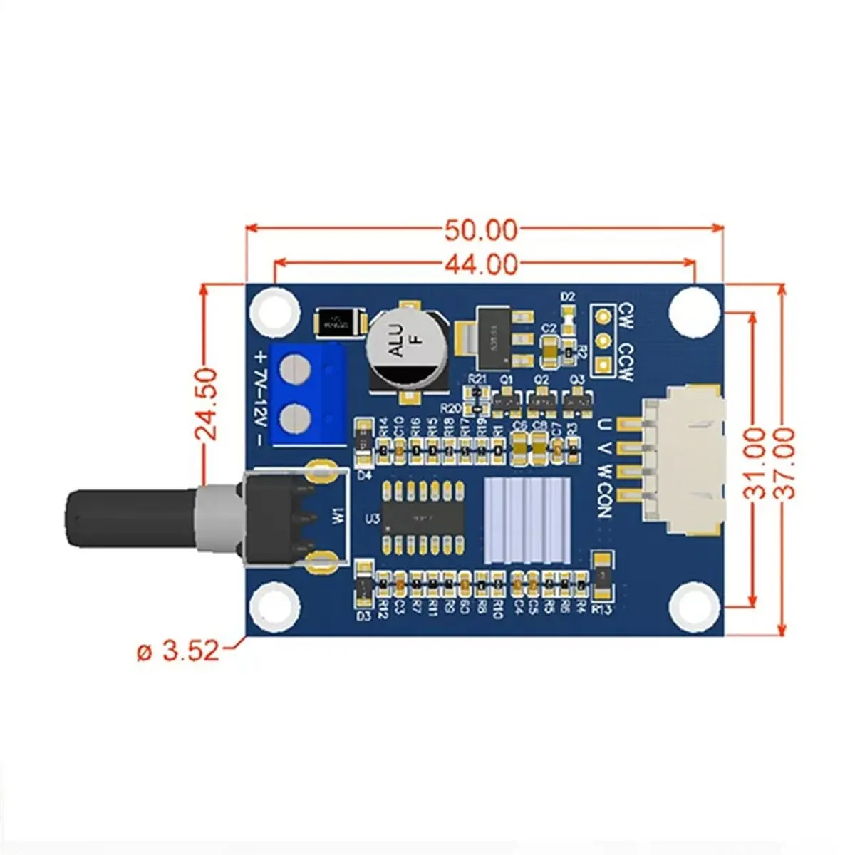 1PCS DC 7-12V Brushless Motor Driver Speed Controller Module, with Voltage Current Overload Protection for DIY Fan Pump