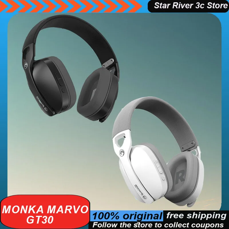 Monka Marvo Gt30 Wireless Headphone 2.4g 3mode With Microphone Low Latency Long Endurance Gaming Headset Laptop Accessories