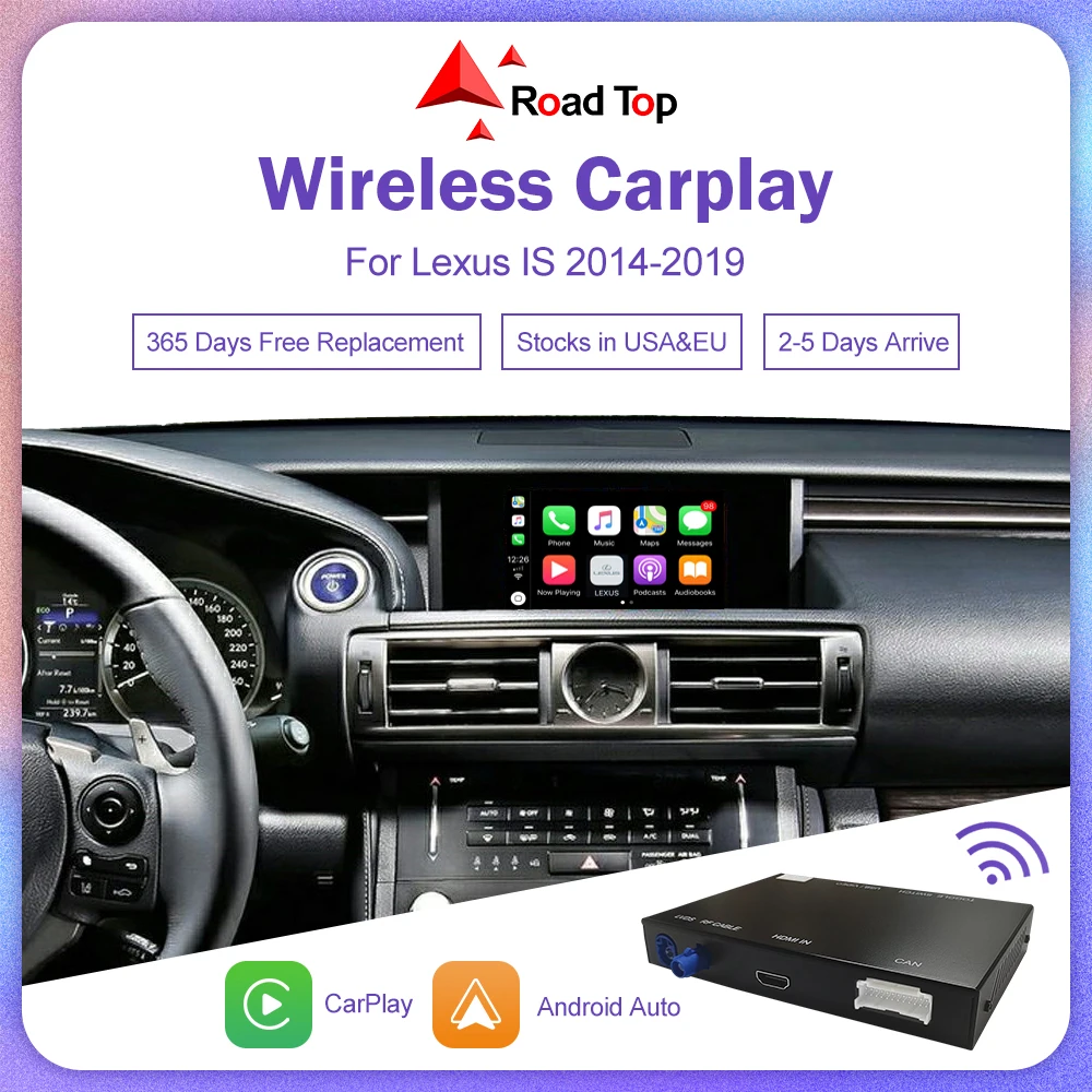 Wireless CarPlay Decoder for Lexus IS 350 2014-2019 with Android Auto Mirror Link AirPlay Car Play Navigation Youtube Functions