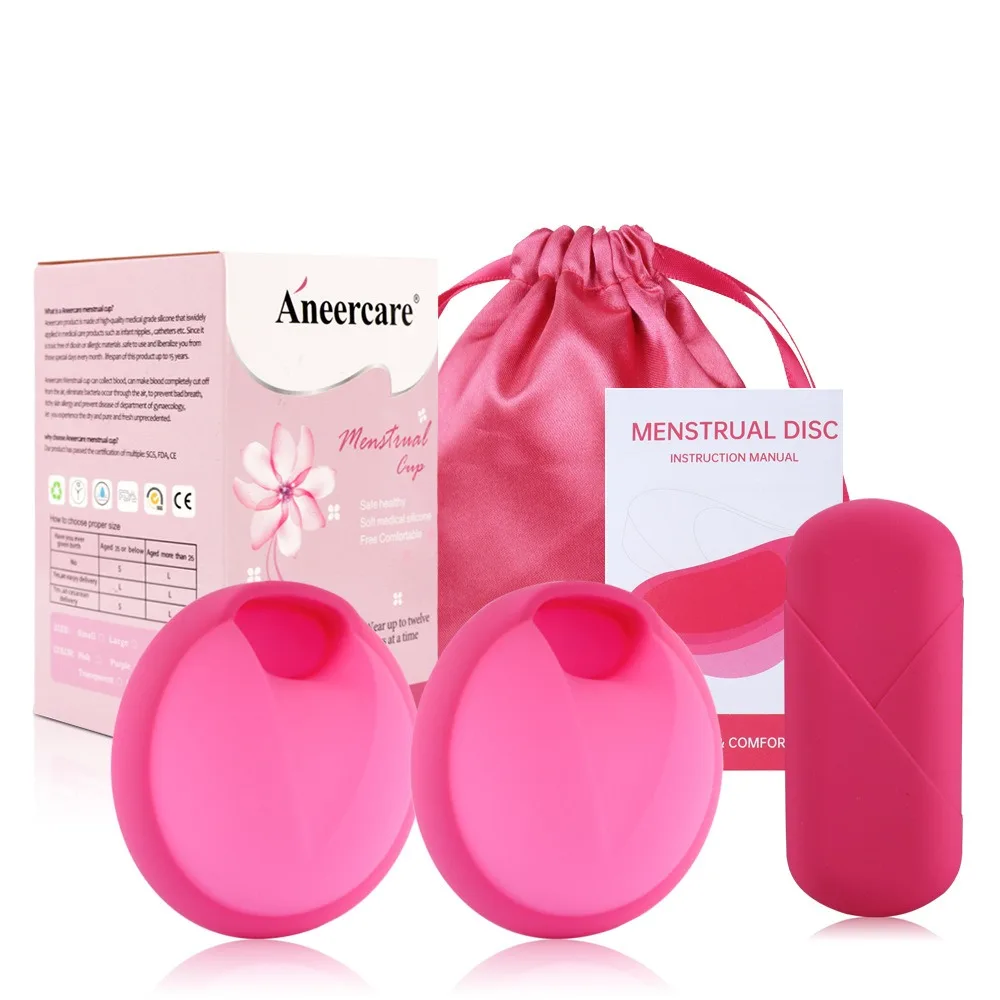 طقم أكواب للسيدات من السيليكون الناعم، ملحقات قرصية معتمدة قابلة لإعادة الاستخدام مع حقيبة تخزين، طقم رعاية صحية للنساء، النظافة الأنثوية #3