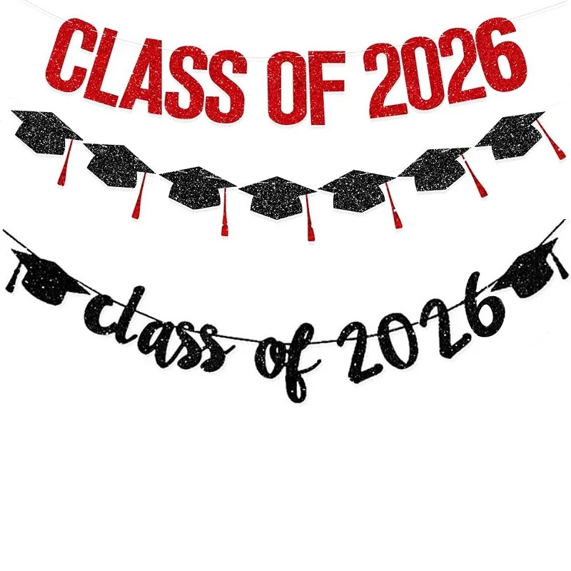 Graduation Season Decorations Doctoral Cap Banner Letters Numbers Class Of 2026 Pull Flag Congratulation Banner